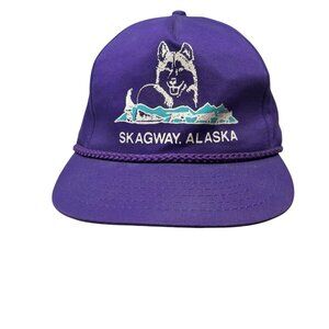 Skagway Alaska Vintage Snapback Hat Cap Rope Trucker Husky Musher Dog Sled Race